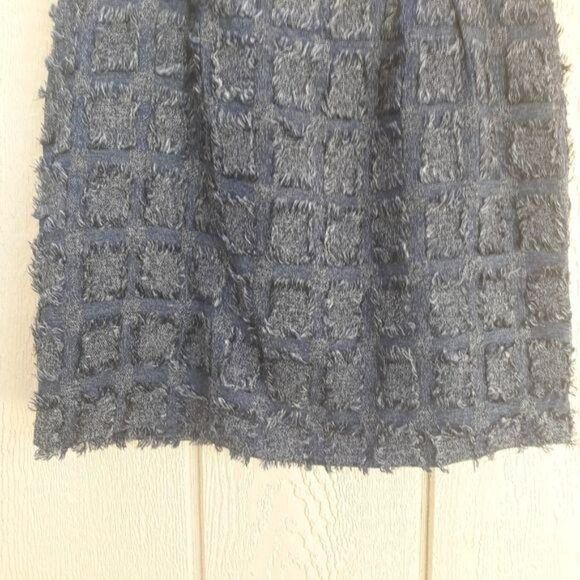 Love21 Raw Edge Frayed Quilted Checker Checked Textured Mini Skirt Blue Sz S - Picture 5 of 8